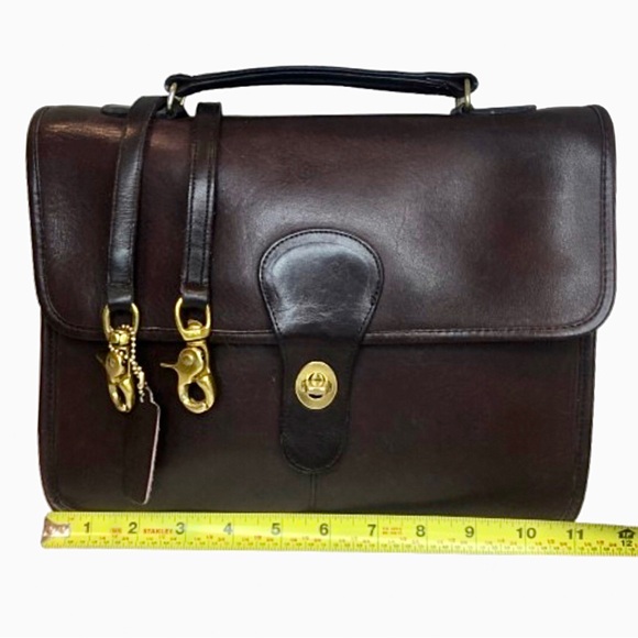 VINTAGE COACH Mahogany Leather Top Handle Turn Lock Unisex Shoulder Bag NYC COA - Picture 14 of 17